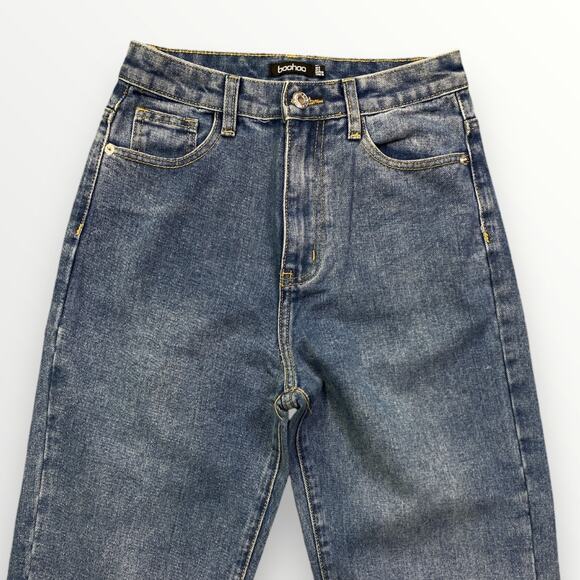 Boohoo Jeans High Waist Straight Leg Denim Women’s US 4 Blue - Picture 4 of 6